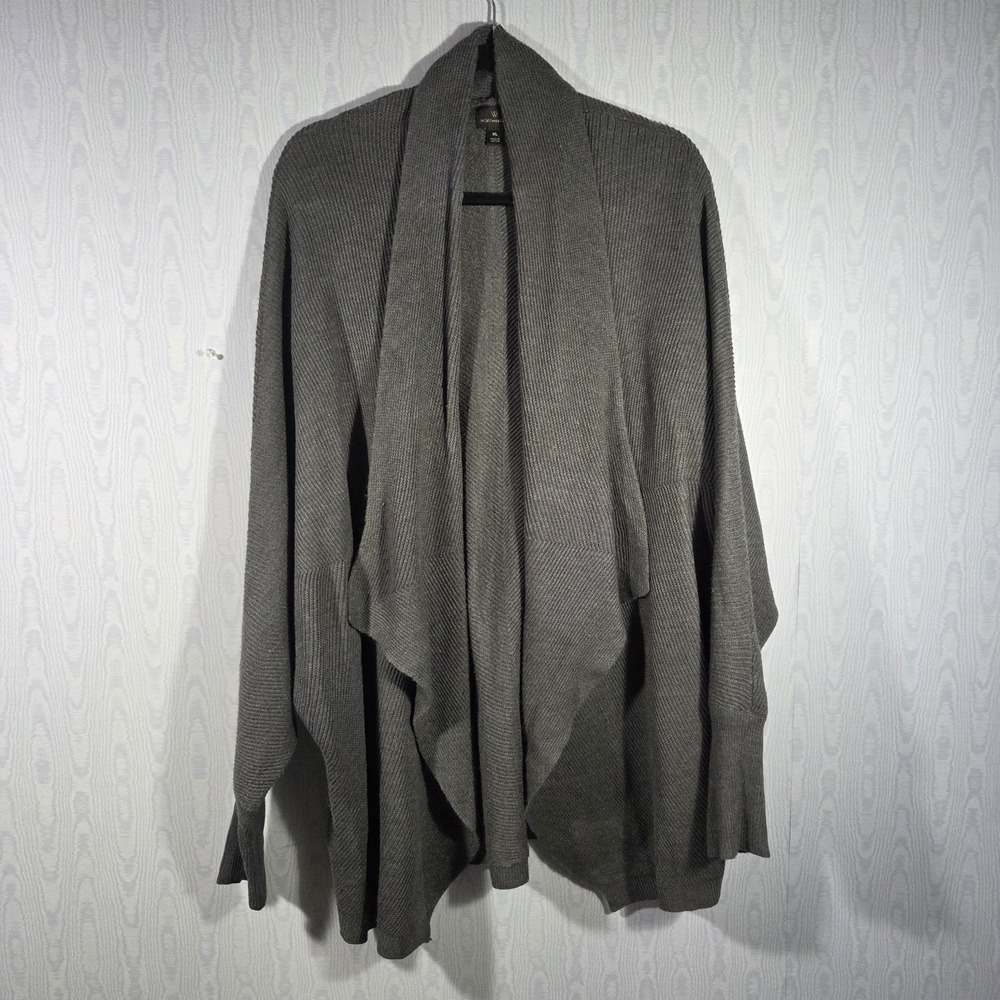 Worthington Cardigan Womens XL Dolman Sleeve Waterfall Collar Gray Lagenlook